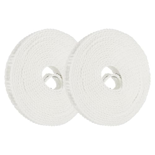 uxcell 2 Pcs Portable Travel Clothesline, 16.4ft Clothes Line Outdoors Travel Hanger Foldable Clothesline Rope with Hooks for Camping Hotel Backyard Home Cruise Ship, White - color: White, size: 5m/16.4ft