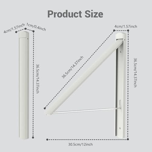 Wall Mounted Clothes Drying Rack, 65LB Folding Laundry Rack,White - color: White-usa
