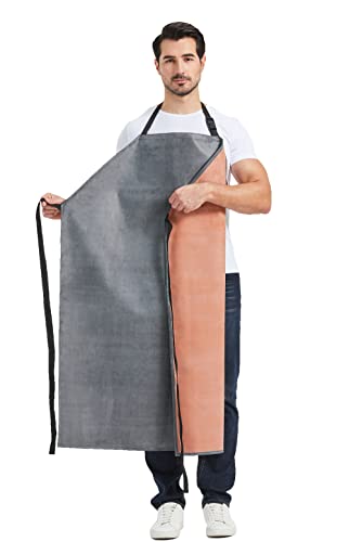 Nanxson Thick Rubber Apron Waterproof,Heavy Duty Chemical Resistant Apron - color: Black Red Cfs0004