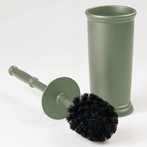 mDesign Toilet Bowl Brush and Holder - Covered Bathroom Toilet Brush - Standing Toilet Bowl Scrubber in Modern Holder - Space Saving, Deep Cleaning Brush for Toilet - Hyde Collection - Olive Green - color: Olive Green, size: Pack of 1