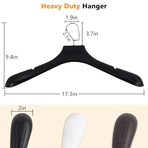 DEDU Suit Hangers for Men 50 Pack, Extra Wide Suit Hanger Non Slip Width 17.7", Thick Plastic Coat Hangers Black with Metal Hook - color: Black-50