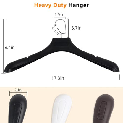 DEDU Suit Hangers for Men 50 Pack, Extra Wide Suit Hanger Non Slip Width 17.7", Thick Plastic Coat Hangers Black with Metal Hook - color: Black-50