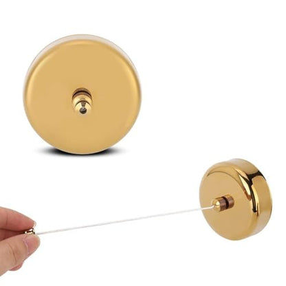 Retractable Clothesline, Wall Mounted Adjustable Clothing Rope for Shower Room Bathroom Laundry Chrome Finish Round Style Chrome Finish 2.8M (Gold) - color: Gold