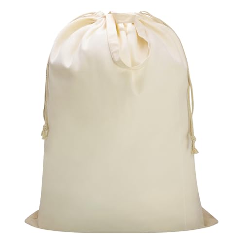 Heavy Duty Canvas Laundry Bag with Handles & Drawstring 30"Wx35"H, L+ Beige - color: Beige, size: L+ 30"Wx 35"H┃1 Pack