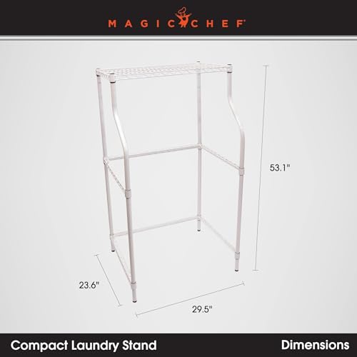 Magic Chef Compact Home Laundry Stand with Upper Dryer Shelf, White