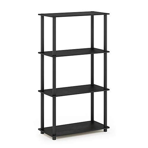 Furinno Turn-N-Tube Toolless 4-Tier Storage Shelves, Americano - color: Americano/Black, size: 4-Tier Round Tube