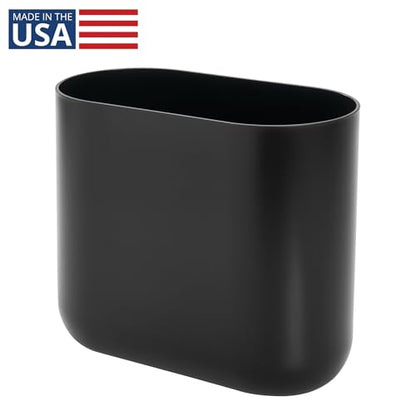 iDesign Small Slim Plastic Bathroom Trash Can, Black - color: Black, style: Pack of 1