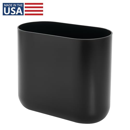 iDesign Small Slim Plastic Bathroom Trash Can, Black - color: Black, style: Pack of 1