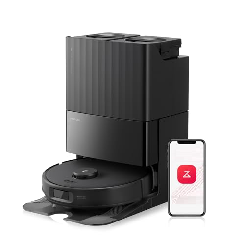 Roborock Qrevo Edge S5A Robot Vacuum and Mop, 18,500Pa, Zero-Tangling, DuoDivide Main Brush, FlexiArm Side Brush, Hot Water Mop Washing & Self-Cleaning, Warm Air Drying, Self-Emptying, Black - color: Black