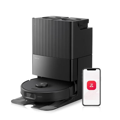 Roborock Qrevo Edge S5A Robot Vacuum and Mop, 18,500Pa, Zero-Tangling, DuoDivide Main Brush, FlexiArm Side Brush, Hot Water Mop Washing & Self-Cleaning, Warm Air Drying, Self-Emptying, Black - color: Black