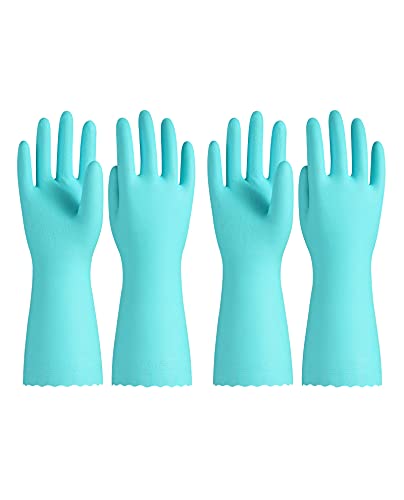 PACIFIC PPE 2 Pairs Dishwashing Gloves, Cotton Flocked Liner, Green, Medium - color: Green, size: Medium (Pack of 2)