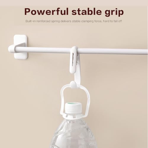 ZICO 10-Pack White 2-in-1 Clip Hooks, Multi-Functional Hook Clips with Secure Grip, No-Adhesive Reusable Hanger Clips for Towels, Socks, Shower Curtains, Kitchen Tools, Bathroom, Closet & Laundry