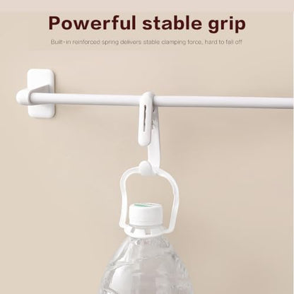 ZICO 10-Pack White 2-in-1 Clip Hooks, Multi-Functional Hook Clips with Secure Grip, No-Adhesive Reusable Hanger Clips for Towels, Socks, Shower Curtains, Kitchen Tools, Bathroom, Closet & Laundry