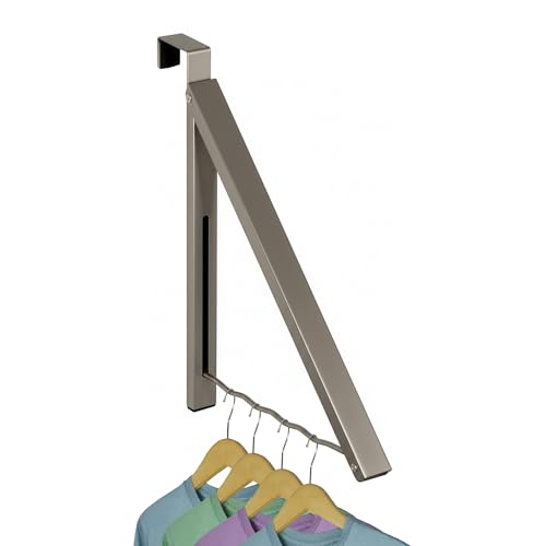 HOLDN’ STORAGE Over The Door Hanger, Single Foldable Rack Organizer - color: Satin Nickel, size: 1 Pack