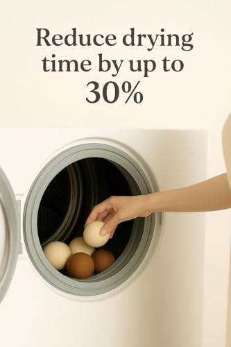 Wool Dryer Balls – Pack of 6 (3 White + 3 Brown) with Storage Bag – 100% New Zealand Wool – Reusable, Eco-Friendly Natural Laundry Dryer Balls for Faster Drying