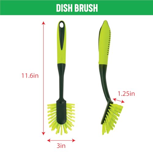 Pine-Sol Scrub Brush Set - Long Handle Cleaning Brushes with Heavy Duty Bristles and Comfort Grip - Scrubbers for Kitchen, Household, and Dishwashing, 2 Piece Set (Pack of 12) - size: 2 Piece Set (Pack of 12)