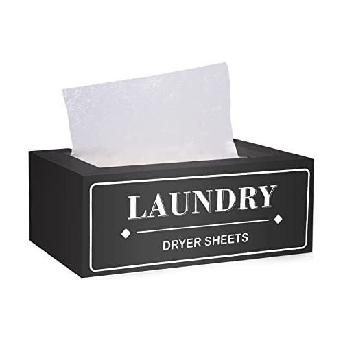 Dryer Sheet Holder Dispenser Container, Space Saving Laundry Room Organization and Storage, Farmhouse Laundry Dryer Sheets Holder for Laundry Room Decor, Fabric Softener Dispenser Containers, Black - color: Black