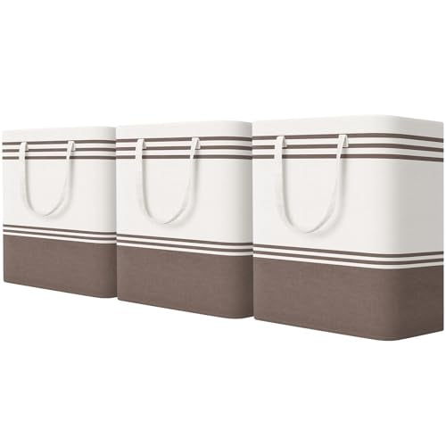TranquilRelax 3-Pack Laundry Basket, Laundry Hamper, Khaki-100L - color: Khaki, size: 100L