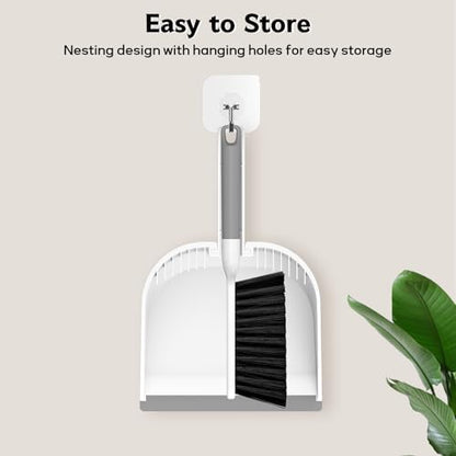 SetSail Small Dustpan and Brush Set with Teeth for Pet Hair Cleaning,White - color: White
