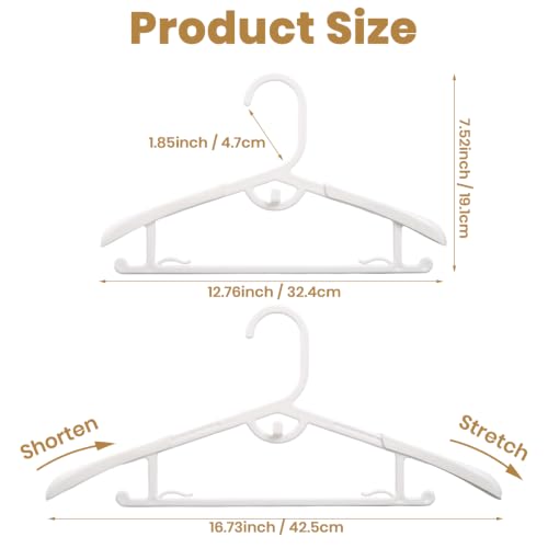 40 Pack Plastic Hangers 13-17’’ Thickened Adjustable Clothes Hanger White - size: Thickened