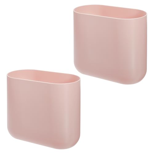 iDesign Small Slim Plastic Bathroom Trash Can, 2-Pack, Pink - color: Pink, style: Pack of 2