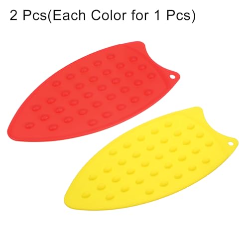 HARFINGTON 2pcs Silicone Iron Rest Pad, Multipurpose Iron Hot Resistant Mat Iron Rest Plate for Ironing Board Hot Heat Resistant Steam Compact Mat, Red/Yellow - color: Red/Yellow