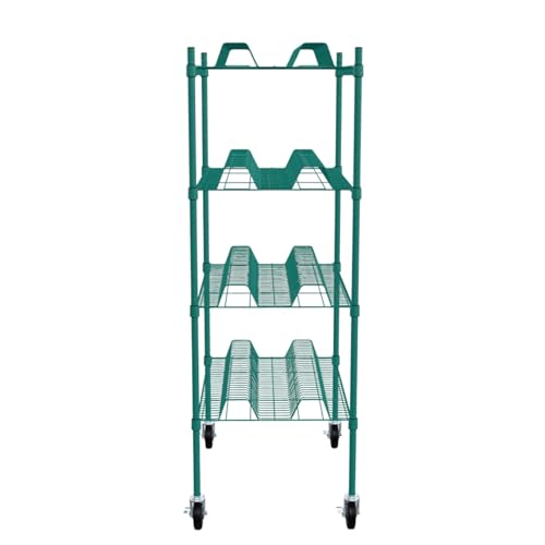 PRO&Family 24" x 36" Mobile Green Epoxy 4-Tier Commercial Drying Rack with Casters – Heavy Duty Wire Shelving for Dish Drying, Kitchen Storage & Food Service Use (1 1/4" Slots) - size: 24" x 36" Mobile