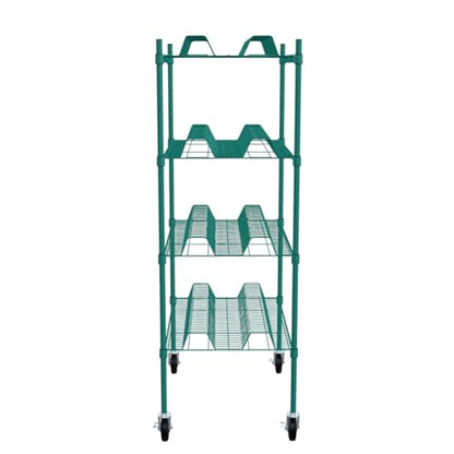 PRO&Family 24" x 36" Mobile Green Epoxy 4-Tier Commercial Drying Rack with Casters – Heavy Duty Wire Shelving for Dish Drying, Kitchen Storage & Food Service Use (1 1/4" Slots) - size: 24" x 36" Mobile