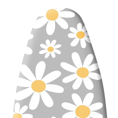 Extra Thick Ironing Board Cover and Pad, 15x54 Ironing Board Cover, Resist Scorching and Staining,Elastic Edges,Grey White Daisy Spring Summmer Flowers - color: Daisy Grey