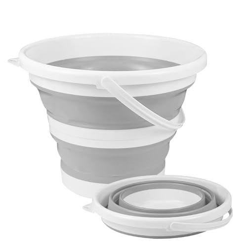 Hovom Car Collapsible Bucket, 10L 2.6 Gallon Foldable Round Tub, Gray - color: Gray