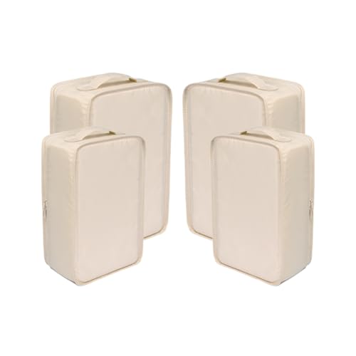 Travel Shoe Bags, Foldable Waterproof Shoe Pouches Organizer-Double Layer (2+2 Cream Shoe Bags) - color: Cream, size: 2+2 Packs