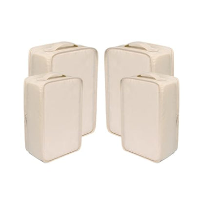 Travel Shoe Bags, Foldable Waterproof Shoe Pouches Organizer-Double Layer (2+2 Cream Shoe Bags) - color: Cream, size: 2+2 Packs