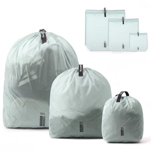 P.travel 3 Pack Travel Laundry Bags for Suitcases, Lightweight Water-Resistant Drawstring Bags for Dirty Clothes, 3 Sizes Reusable Luggage Organizer Bags for Travel, Gym & Swim, Green - color: Green