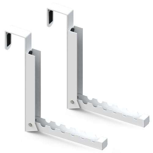 2 Pcs Over The Door Hooks Hanger,Folding Over Door Clothes Drying Laundry Rack Hooks for Hanging Clothes,Over Door Towel Racks with 6 Groves,Hanger for Clothes,Coats,Towels for Bedroom Bathroom -White - color: White-2pcs