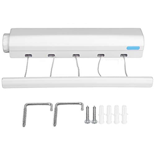 Ejoyous Retractable Clothesline, Telescopic Retracting Clothes Line Portable Clothing Hanging Drying Rope Laundry Hanger Washing Line for Indoor Outdoor Balcony Hotel (Five Ropes) - size: Five ropes