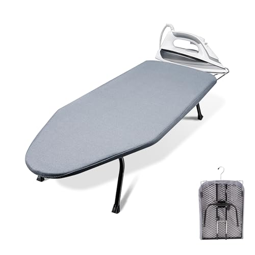 SheeChung Small Ironing Board with Rest,Mini Foldable Iron Board,32" Lx12 W - style: Grey Blue with rest-32"L x 12"W