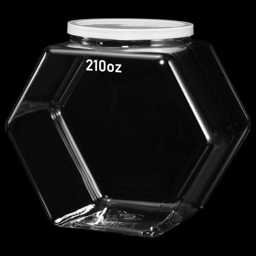 Uiifan Plastic Candy Jar with Lid Clear Hexagonal Fish Bowls,210 Oz - size: 210 oz