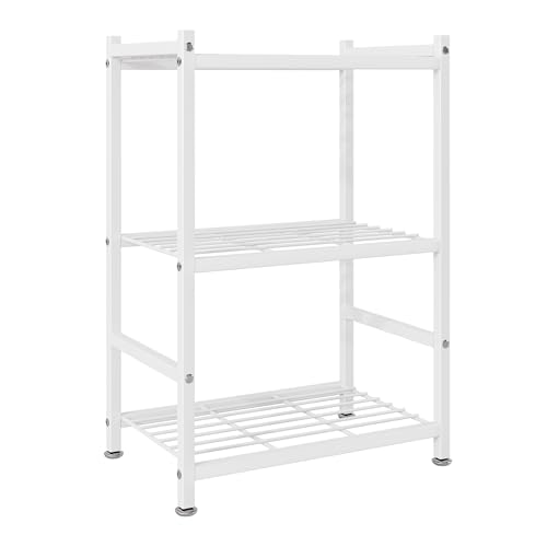 Small Storage Shelves, 3-Tier Metal Shelving Unit with Leveling Feet, Shelf Organizer for Garage, Kitchen, Pantry and Closet Organization, 17.7" x 11.8" x 29.9",Black - color: White, size: 17.7" x 11.8" x 29.9"(3T)