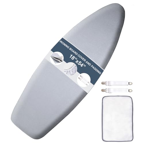 SheeChung Ironing Board Cover and Pad 18"x54",Scorch and Stain Resistant - color: Gray, size: 54"L x 18"W