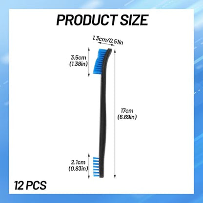 12-Pack Double-Ended Cleaning Brushes, Nylon Bristle Detail Brushes for Car Detailing, Kitchen, Keyboard, Carbon Residue Removal and Tight Spaces Cleaning