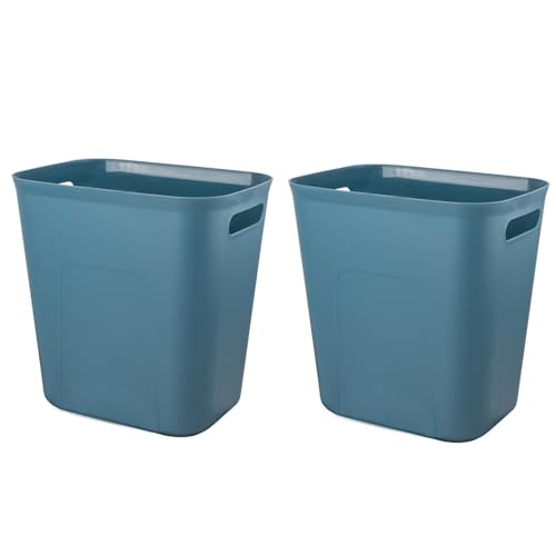 UUJOLY Plastic Small Bathroom Trash Can, 3.5 Gallon, Bluish Green, 2 Pack - color: Bluish Green, size: 3.5 Gallon/2 Pack