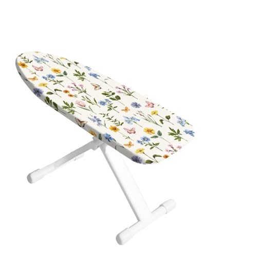 Watercolor Wildflower Butterfly Pattern Ironing Board Cover 14x24 Inch, Easy Replacement Iron Pad Cover, Anti Stain Stretchable Ironing Pad Protector for Hotel - color: Watercolor Wildflower Butterfly Pattern