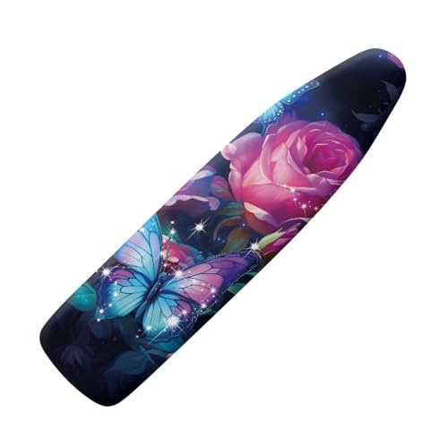Butterfly Rose Ironing Board Cover Universal Stretchy Stain Reisstant Cover for Ironing Board with Adjustable Straps Ironing Board Accessories - color: Butterfly Rose 1
