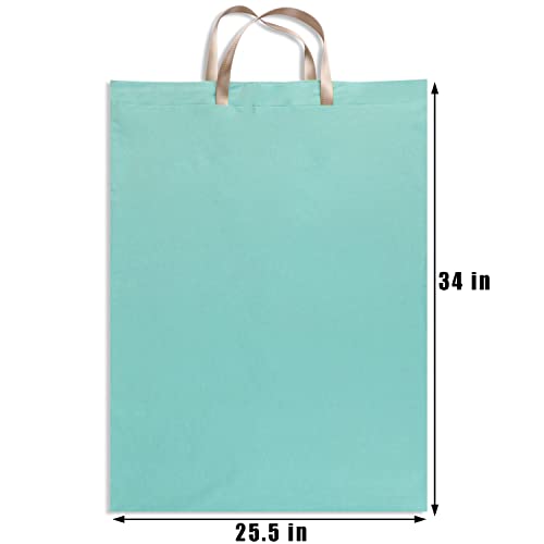 LOLOMLO Extra Large Canvas Laundry Bags with Handles & Drawstring Closure, Heavy Duty Tears Resistant Clothes Storage Travel Bags,25.5"x34",Teal Blue - color: Teal Blue