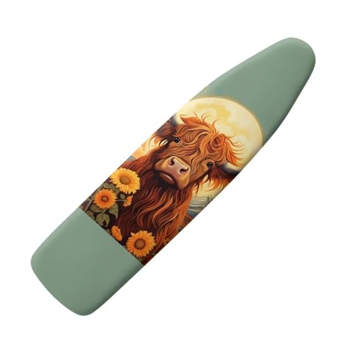 Highland Cattle Ironing Board Cover and Pad Standard Size Sunflower Iron Table Covers Non-Slip Thick Ironing Board Protective Ironing Padded Cover Suitable Gifts for Women Men Cows - color: Highland Cattle Sunflower
