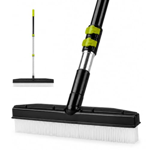 Room Groom Carpet Rake and Groomer with Telescoping 54 Inch Adjustable Handle, Portable Design, Carpet Brush Ideal for Pet Hair, Refreshing High Pile Carpets, Rugs, and Artificial Turf - style: Green Handle