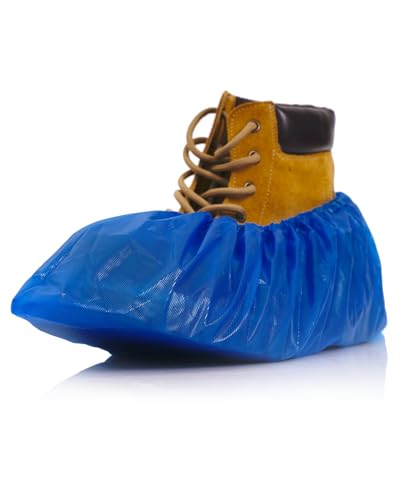 Buself Heavy Duty Disposable Shoe Covers, Extra Large 6.7x17.7 In, Thick 0.3 Oz, Waterproof Non-Slip Shoe Booties, 200 Pieces Boot Covers for Indoor/Outdoor Use, One Size Fits All - color: Heavyduty 200pcs