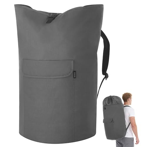 SONGMICS Laundry Bag, Laundry Backpack, Heavy-Duty, 31.7 Gallons (120 L) - color: Slate Gray, style: 120 L