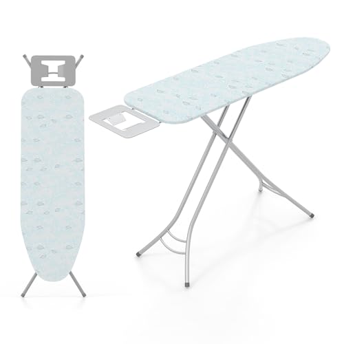 GOFLAME Folding Ironing Board, Height Adjustable Ironing Board w/Iron Rest, Removable Cover, Sturdy Metal Frame, 48.5" x 15.5" Compact & Portable Ironing Board for Household (Turquoise) - color: Tu