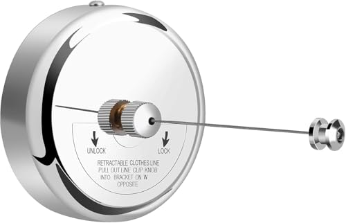 Retractable Clothesline 9.0 FT, 304 Stainless Steel Clothes Line Dryer with Heavy Duty Adjustable Stainless Steel Rope String for Hanging Drying Bathroom, Laundry, Hotel, Indoor & Outdoor